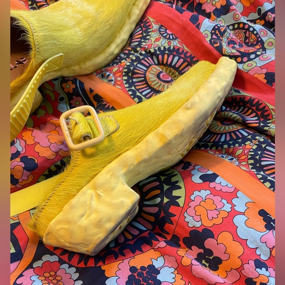 Camper Camperlabs Venga Yellow Long Calf Hair sz 39 - Picture 7 of 10